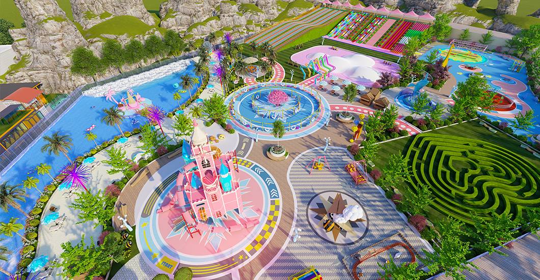 Conception d'un parc d'attractions extérieur