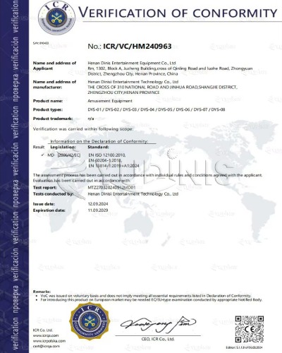 Certificat CE pour les manèges DINIS à vendre