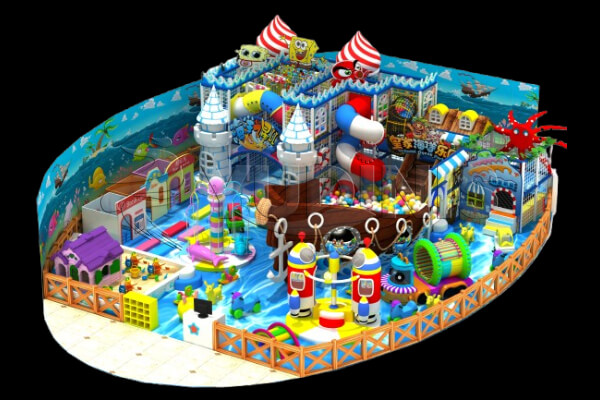 aire de jeu couverte pour enfants sur le thème des pirates
