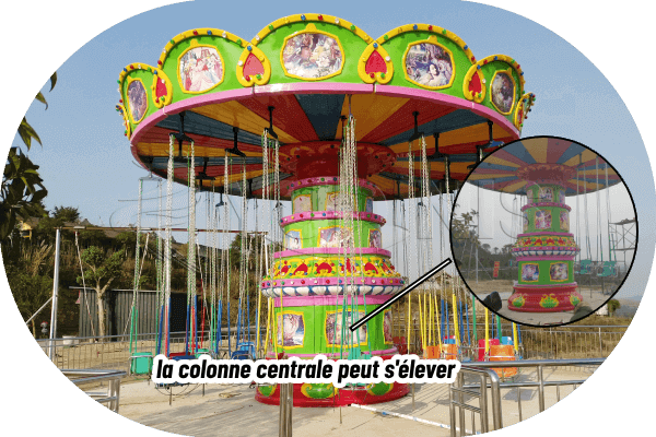 chaise volante attraction avec colonne centrale montante