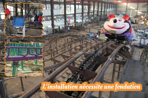 fondation d'installation des montagnes russes Crazy Mouse