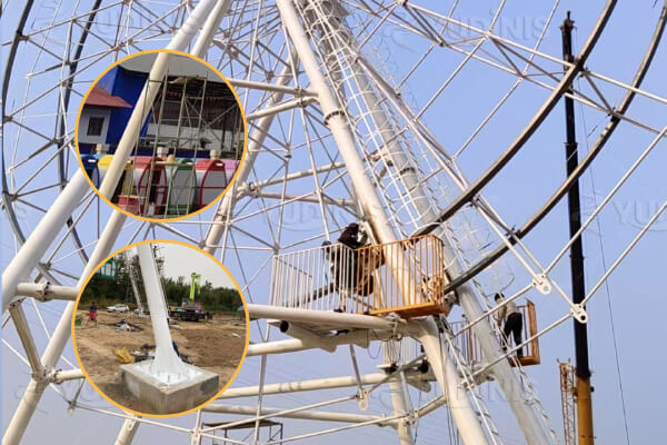 installer une grande roue à l'extérieur