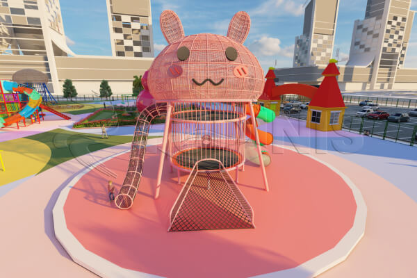 trampoline sautant en forme de lapin